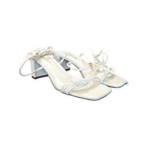Lulus Jazey White Lace Up Heel Sandals Womens 6.5 Pumps Wedding Bridal Shoes